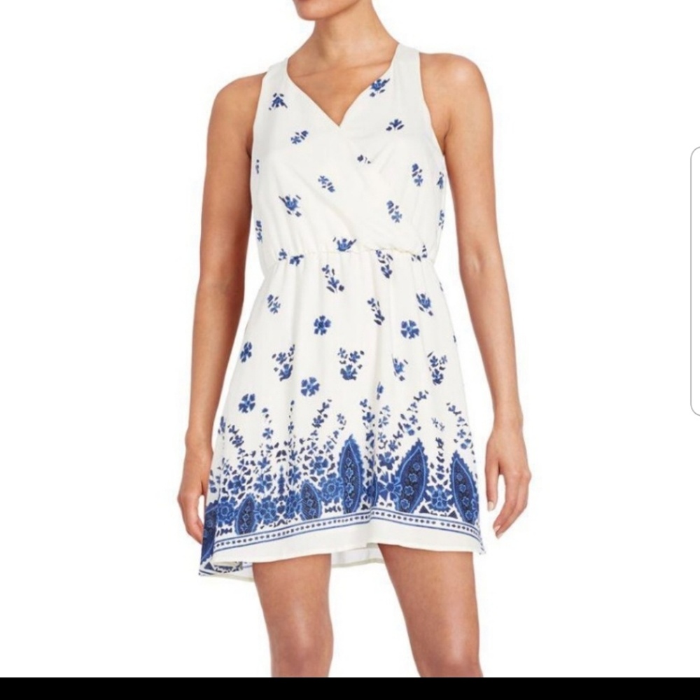 19 cooper blue and white patterned dress